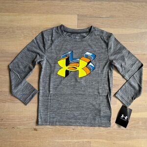 Boys grey under armour logo long sleeve shirt size 7 nwt